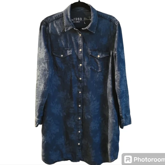 GAP 1969 Chambrey Jean‎ midi dress women's large - Picture 7 of 8